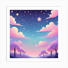 Sky With Twinkling Stars In Pastel Colors Square Composition 187 Art Print