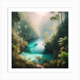 Lake In The Jungle Art Print