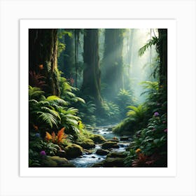 Stream In The Jungle 1 Art Print