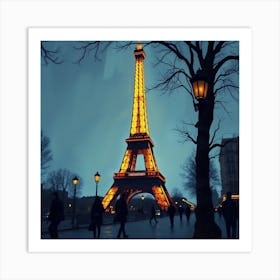 Eiffel Tower At Night 1 Art Print