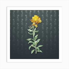 Vintage Yellow Wallflower Bloom Botanical on Slate Gray Pattern n.1648 Art Print