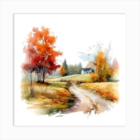 Watercolor Of Autumn 5 Art Print