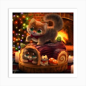 Christmas Kittens 1 Art Print