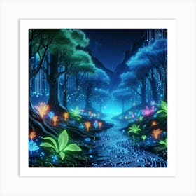 neon-lit jungle wall art Art Print