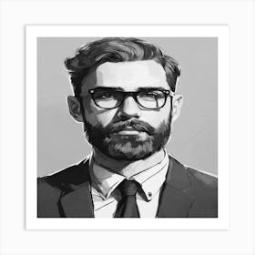 Portrait Of A Man With Glasses Art Print