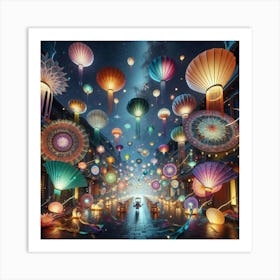 Lanterns In The Sky Art Print