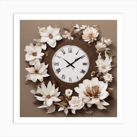 Clock With Flowers 2 Art Print