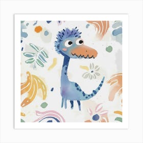 Cute Muted Pastel Dinosaur Illustration Art Print