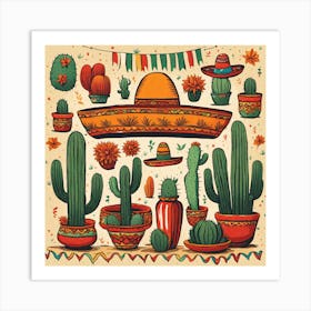 Mexican Cactus Set 1 Art Print