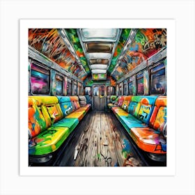 Graffiti train Chicago windy city Art Print