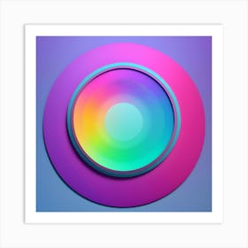 Circle Colorful Rainbow Spectrum Button Gradient Psychedelic Art Art Print