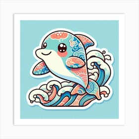 Cute Dolphin Sticker 3 Art Print