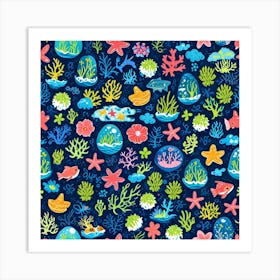 Bright Ocean Life Tiny World Collection Art Print 2 Art Print