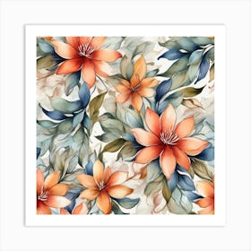 Watercolor Floral Pattern 1 Art Print