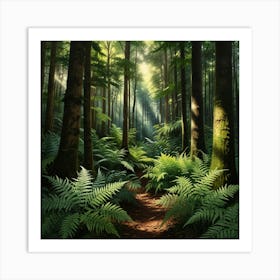 Ferns In The Forest 3 Art Print