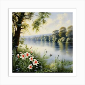 Riverside Scene Art Print