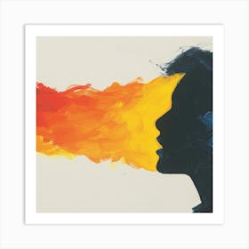 Silhouette Of A Woman Breathing Fire Art Print