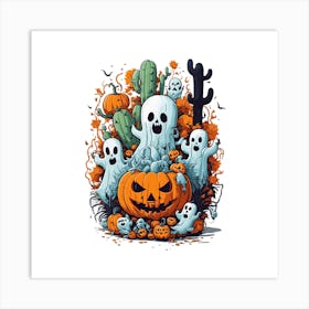 Ghosts And Pumpkins Art Print