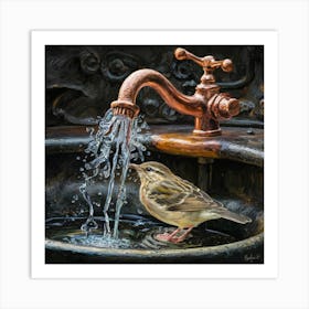 Timeless Elegance The Old Iron Sink With Vintage Copper Faucet (2) Art Print