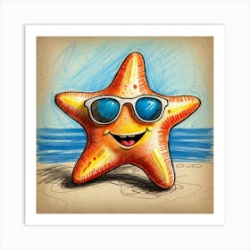 Starfish With Sunglasses Art Print