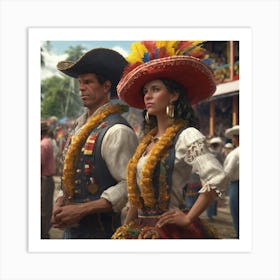 Man And Woman In A Costume Art Print