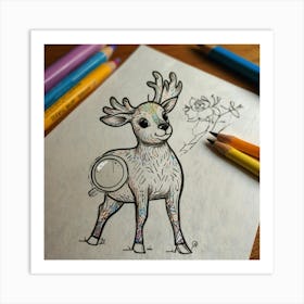 Deer With Magnifying Glass 4 Art Print