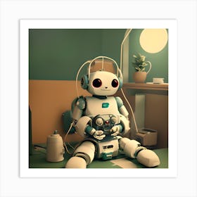 Robot In Bed Art Print