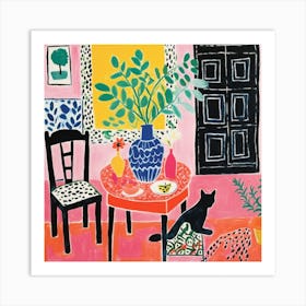 Cat At The Table 15 Art Print