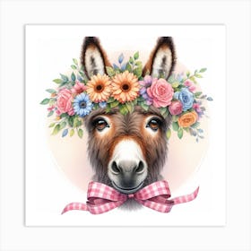 Donkey With Flowers 11 Art Print