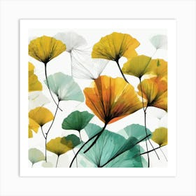 yellow Ginkgo Leaves Art Print