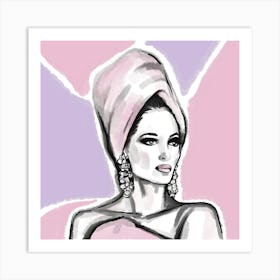 Fashion, Pink & Purple drawing Art Print