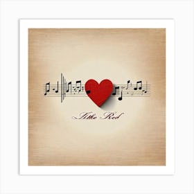 Little Red heart music notes Art Print