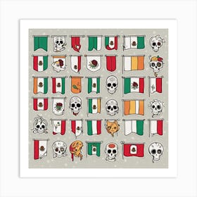 Mexican Flags 15 Art Print