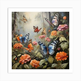 Butterflies In The Forest 2 Art Print