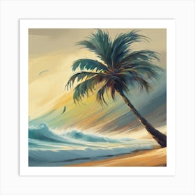 Palm Tree On The Beach Art Print