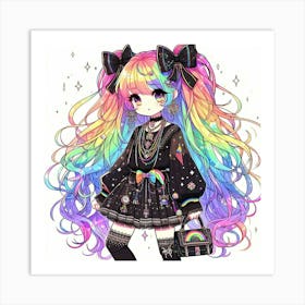 Rainbow Haired Girl Art Print