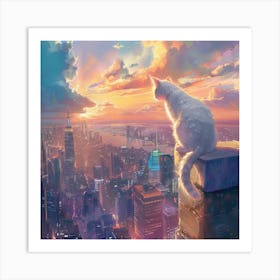 Cat On A Ledge 1 Art Print