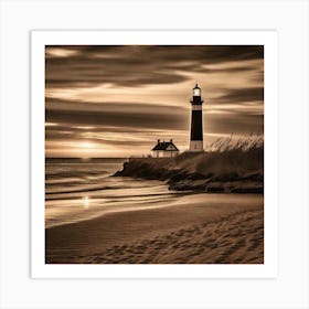 Lighthouse At Sunset 38 Art Print