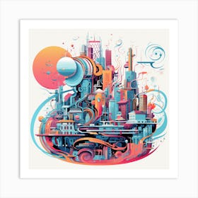 Futuristic Cityscape Art Print