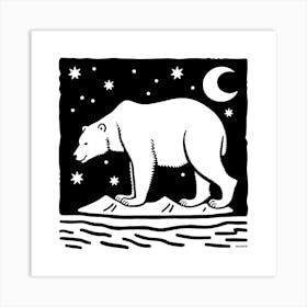 Ice Surfing Polar Bear Art Print