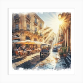 Street Scene In Sicily Art Print