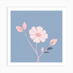 A White And Pink Flower In Minimalist Style Square Composition 445 Art Print