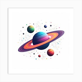 Planets And Saturn Art Print