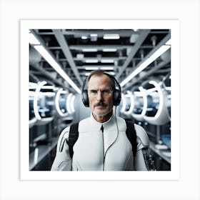 Futuristic Man With Headphones 2 Art Print