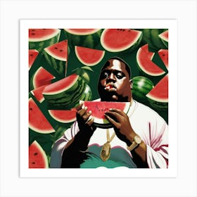 Notorious BIG eats a Watermelon Art Print