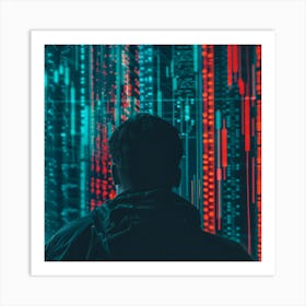 Man In Front Of A Computer Screen Art Print