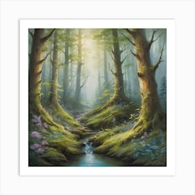 Stream In The Forest Art Print