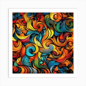 Abstract Colorful Swirls Background Art Print