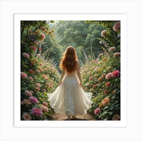 Girl In A Garden Art Print