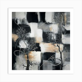 Abstract Trees In A Unique Monochromatic Style Art Print